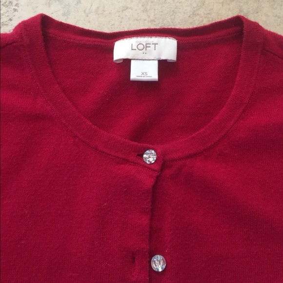 LOFT Outlet Red Cardigan with Shiny Buttons XS - Picture 2 of 4